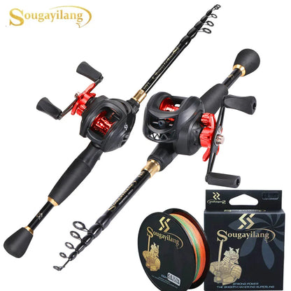 Sougayilang 1.8-2.4m Casting Fishing Combo Telescopic Fishing Rod