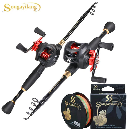Sougayilang 1.8-2.4m Casting Fishing Combo Telescopic Fishing Rod