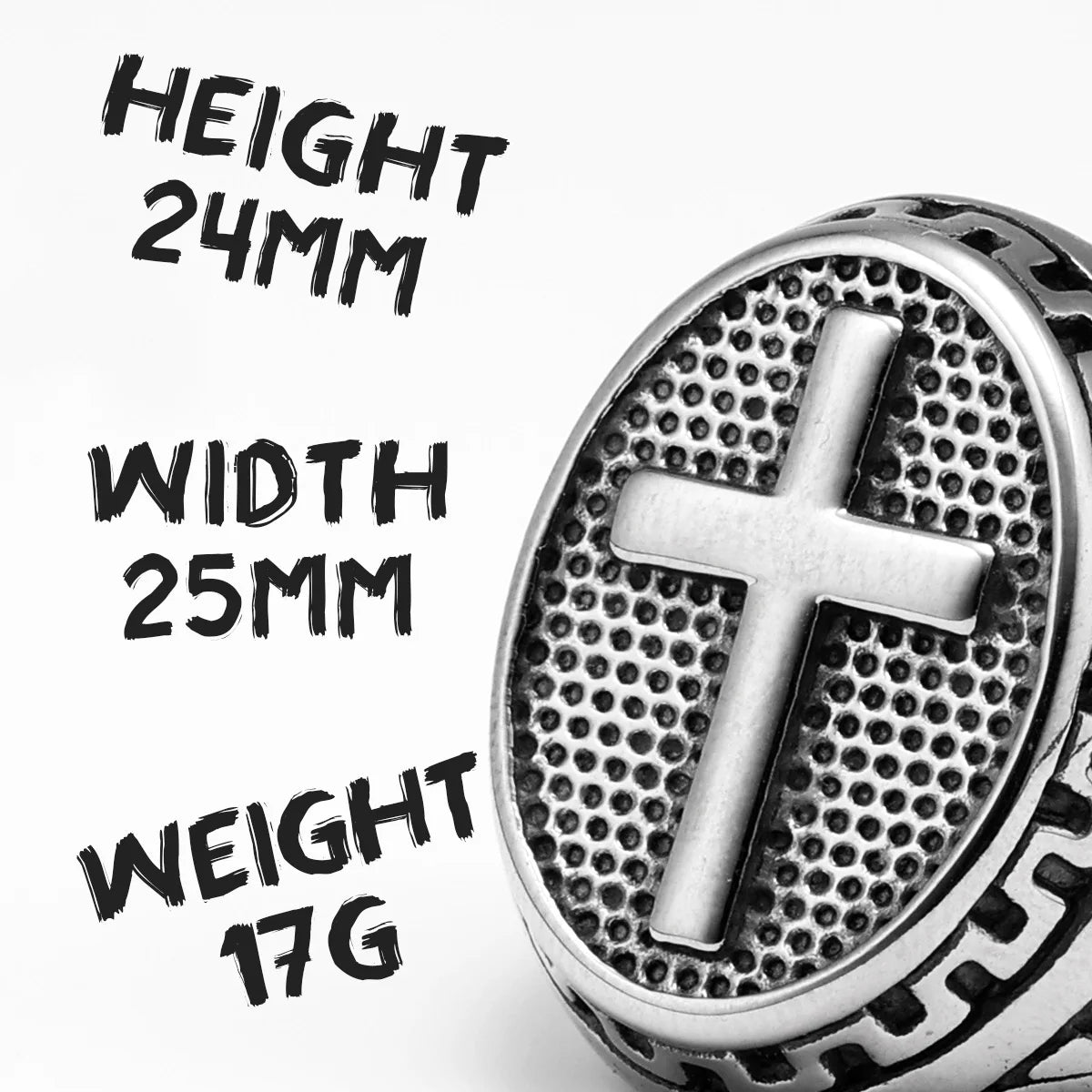 Christian Cross Black Religon Men Rings Stainless Steel