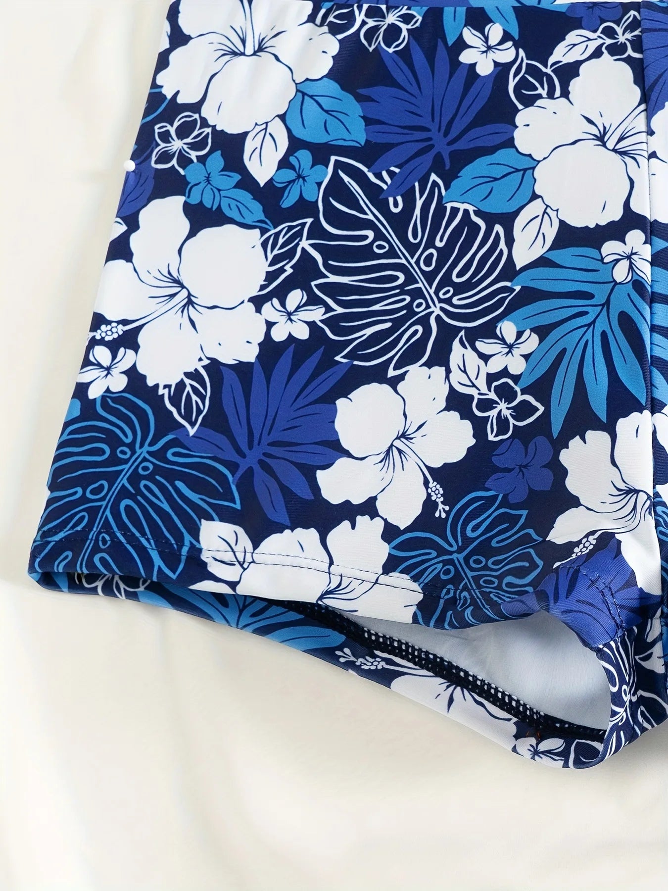 Floral Print Swimwear With Shorts High Waisted Trunk