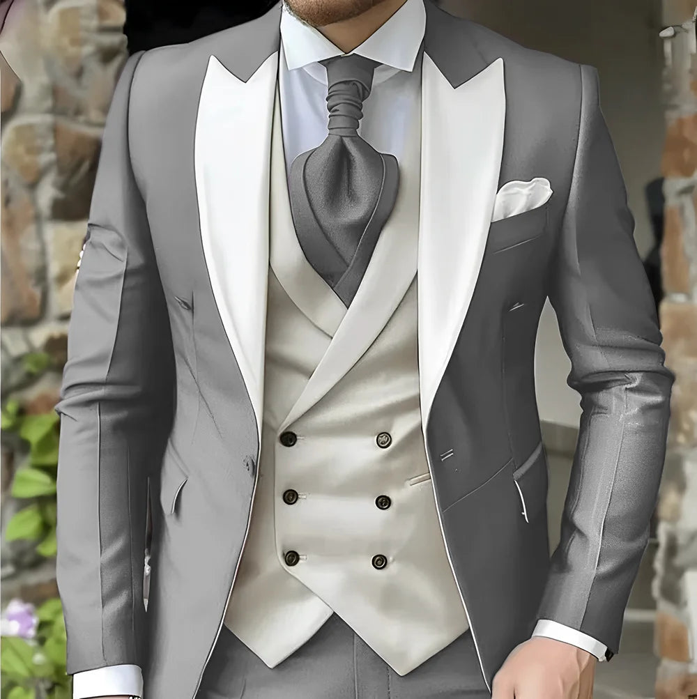 men's suit with peak lapel