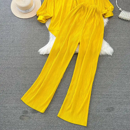 Fashion New Women Solid Casual Loose Two Pieces Set