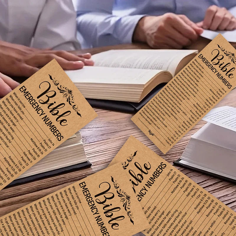 50 Pcs Bible Verse Bookmarks With Emergency Numbers – Christian Gift For Church Welcome