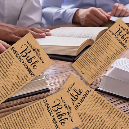 50 Pcs Bible Verse Bookmarks With Emergency Numbers – Christian Gift For Church Welcome