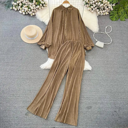 Fashion New Women Solid Casual Loose Two Pieces Set