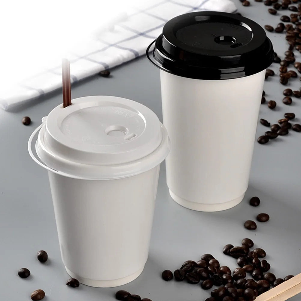 50pcs Disposable Coffee Cups Insulation Takeaway
