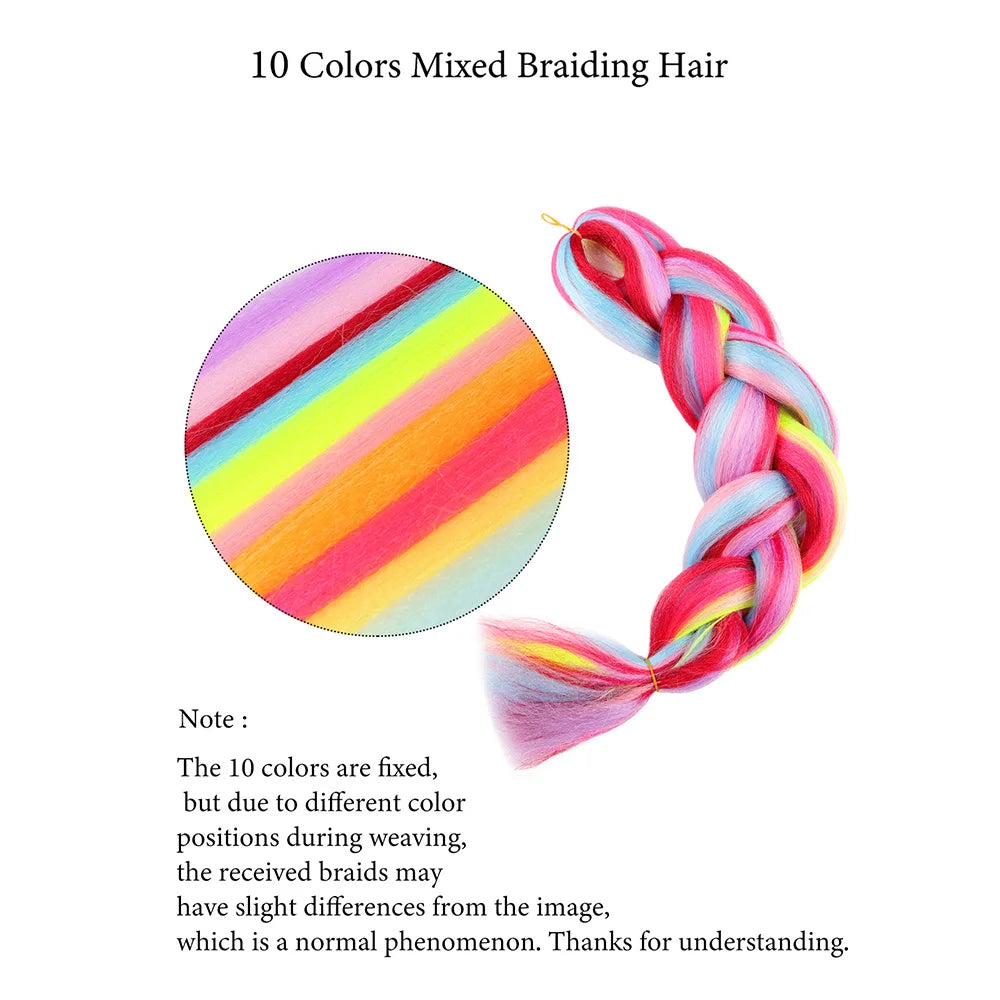 Jumbo Braiding Hair Rainbow Colors Extensions Fi