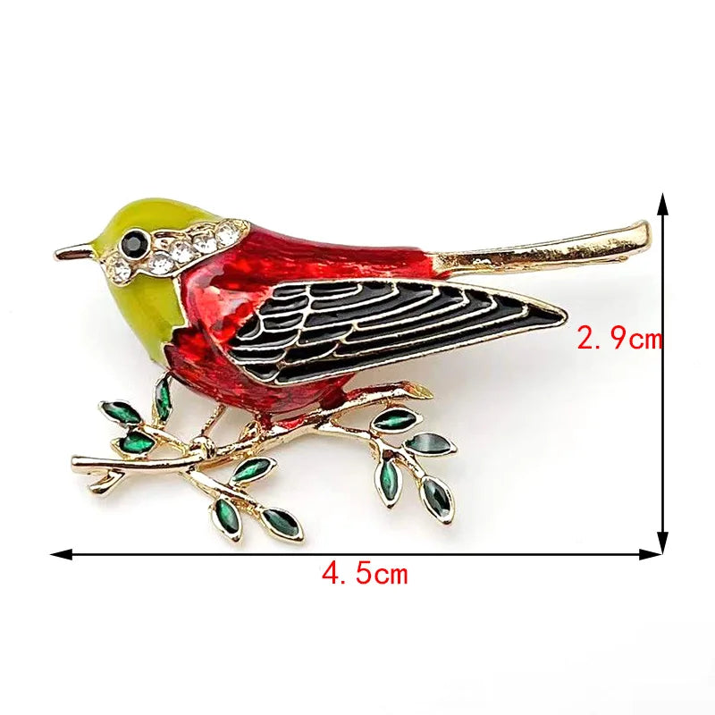Multi Color Rhinestone Enamelled Bird broach