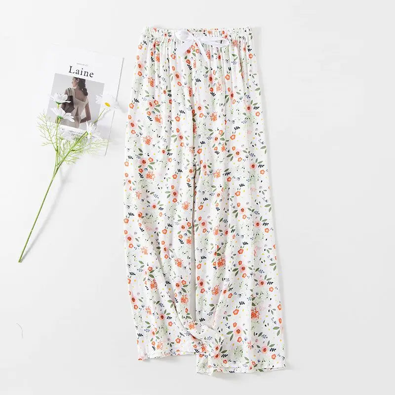 Flower Pajama Pants Summer Women's Loose