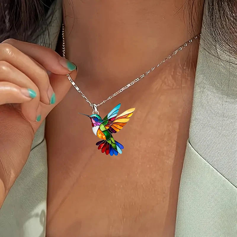 Alloy Colorful Hummingbird necklace