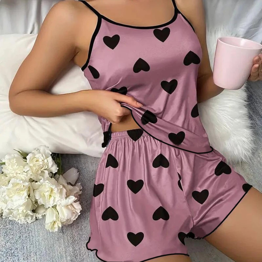 Women's Pajama Set  Pink Heart