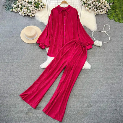 Fashion New Women Solid Casual Loose Two Pieces Set