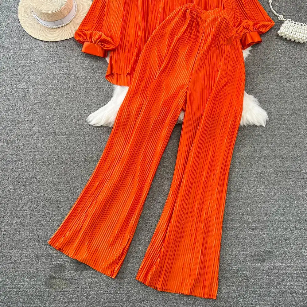 Fashion New Women Solid Casual Loose Two Pieces Set