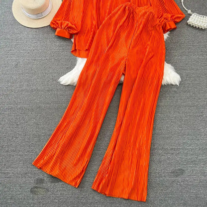 Fashion New Women Solid Casual Loose Two Pieces Set