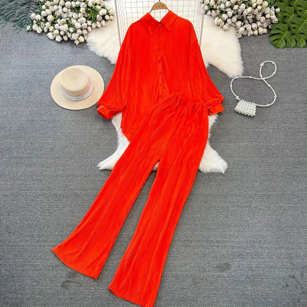 Fashion New Women Solid Casual Loose Two Pieces Set