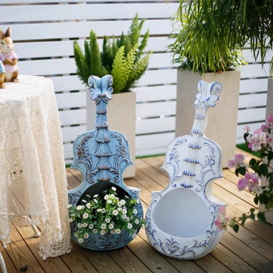 European Style Violin Planter Artistic Flower Pot