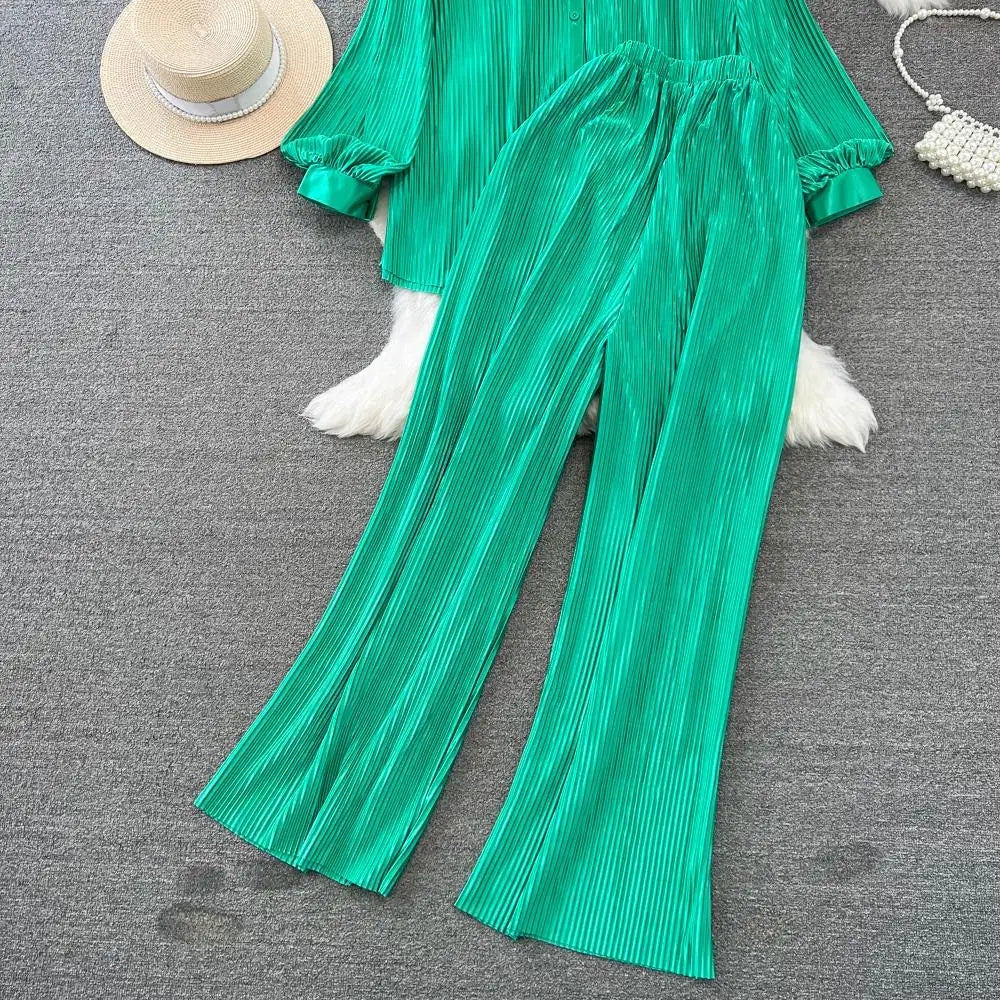 Fashion New Women Solid Casual Loose Two Pieces Set