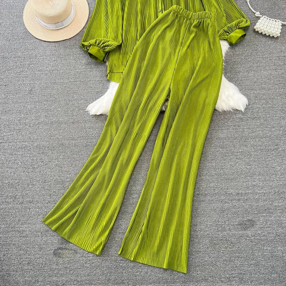 Fashion New Women Solid Casual Loose Two Pieces Set