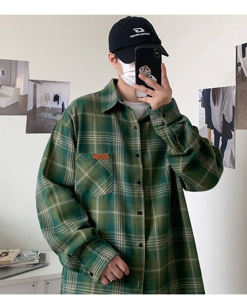 10XL Men Shirt Plaid Long Sleeve Plus Size 6XL 7XL 8XL 9XL