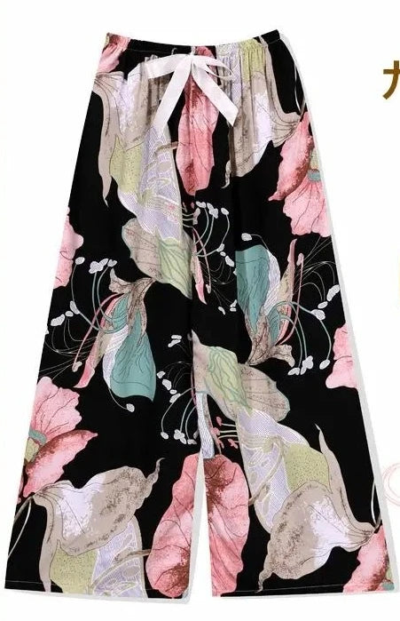 Flower Pajama Pants Summer Women's Loose
