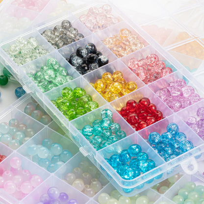 Glass Beads Bracelet Making Kits 28 Colors 8mm Crystal Beads Round Gemstone