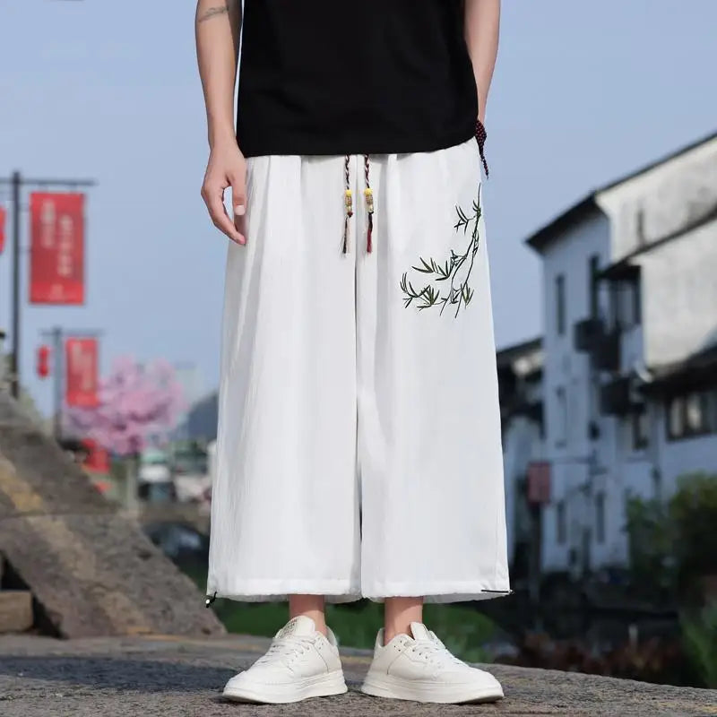 Mens Lightweight Pants Loose Fit with Elastic Waistband and Drawstring