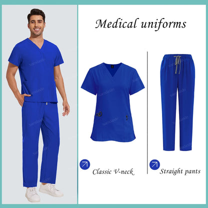 Medical Uniforms Woman Men Dentist  Scrubs Set