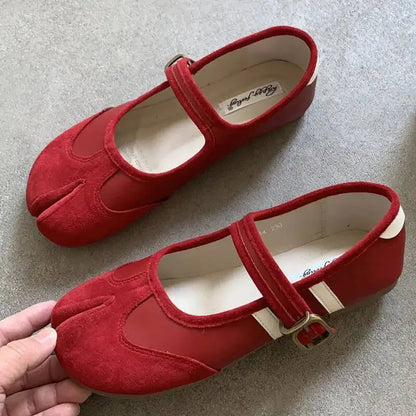 Red Ballet  Split Toe Ballerinas Flats