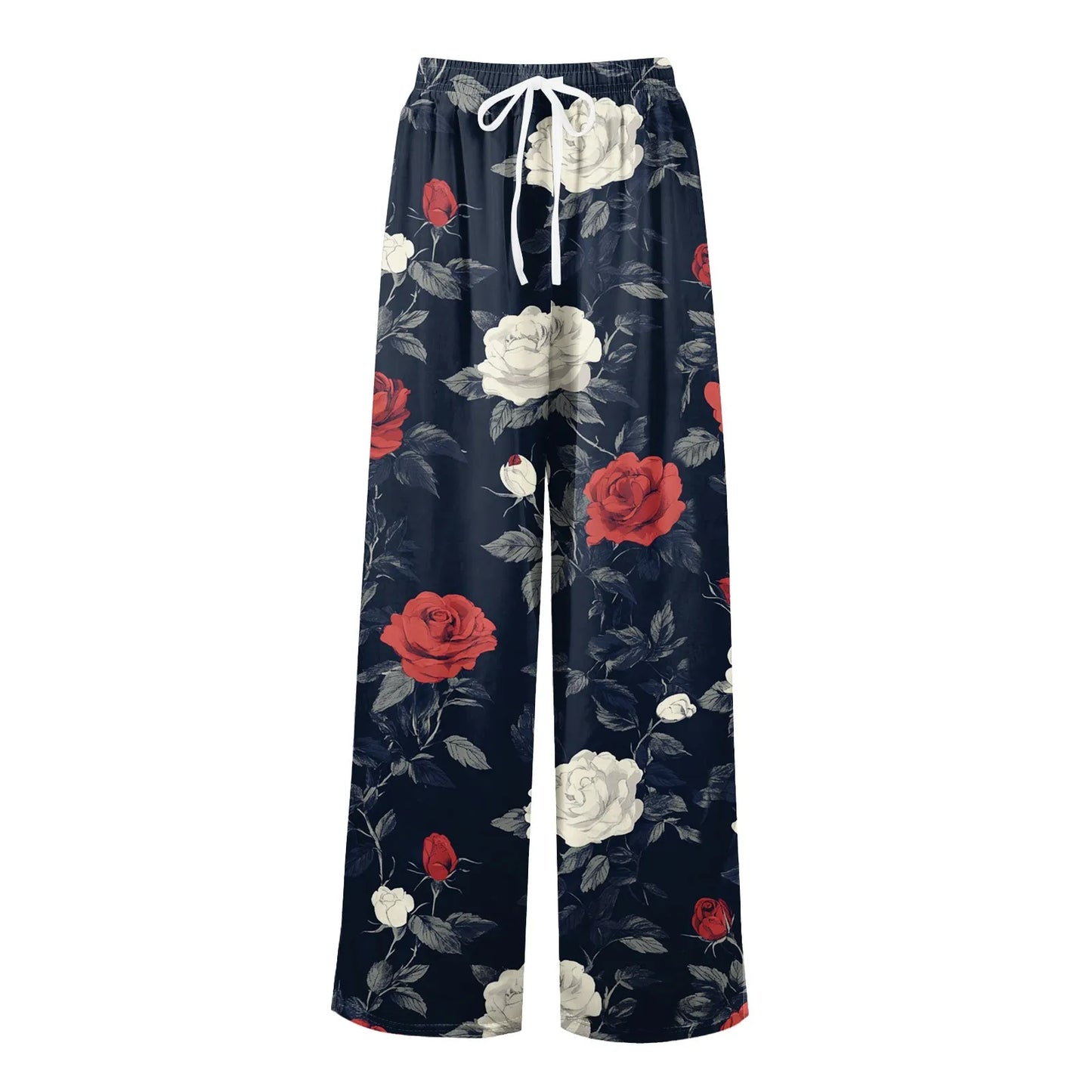 floral print loose wide-leg pants with elastic waist
