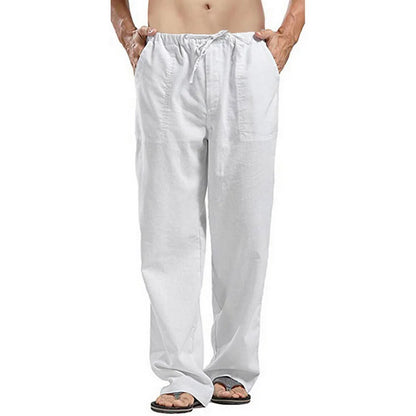Men's Summer Loose Long Pants Elastic Waist Drawstring