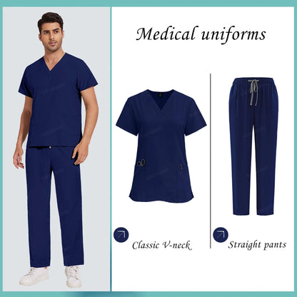 Medical Uniforms Woman Men Dentist  Scrubs Set