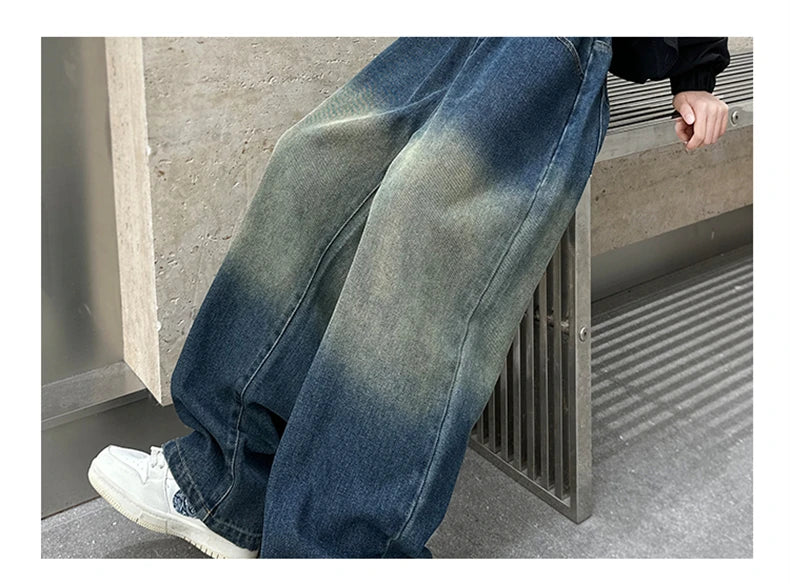 Girls V-shaped embroidered straight wide-leg pants