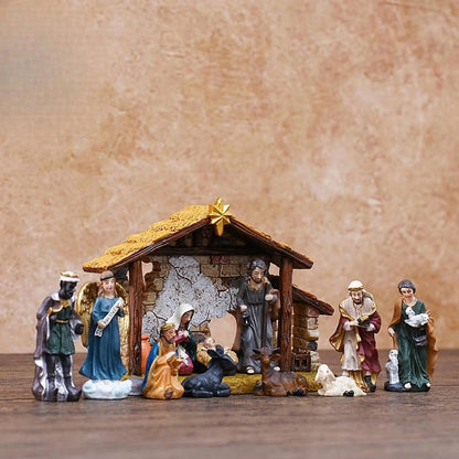 12pcs Christmas Nativity Figurines Set, Jesus Manger Scene Resin