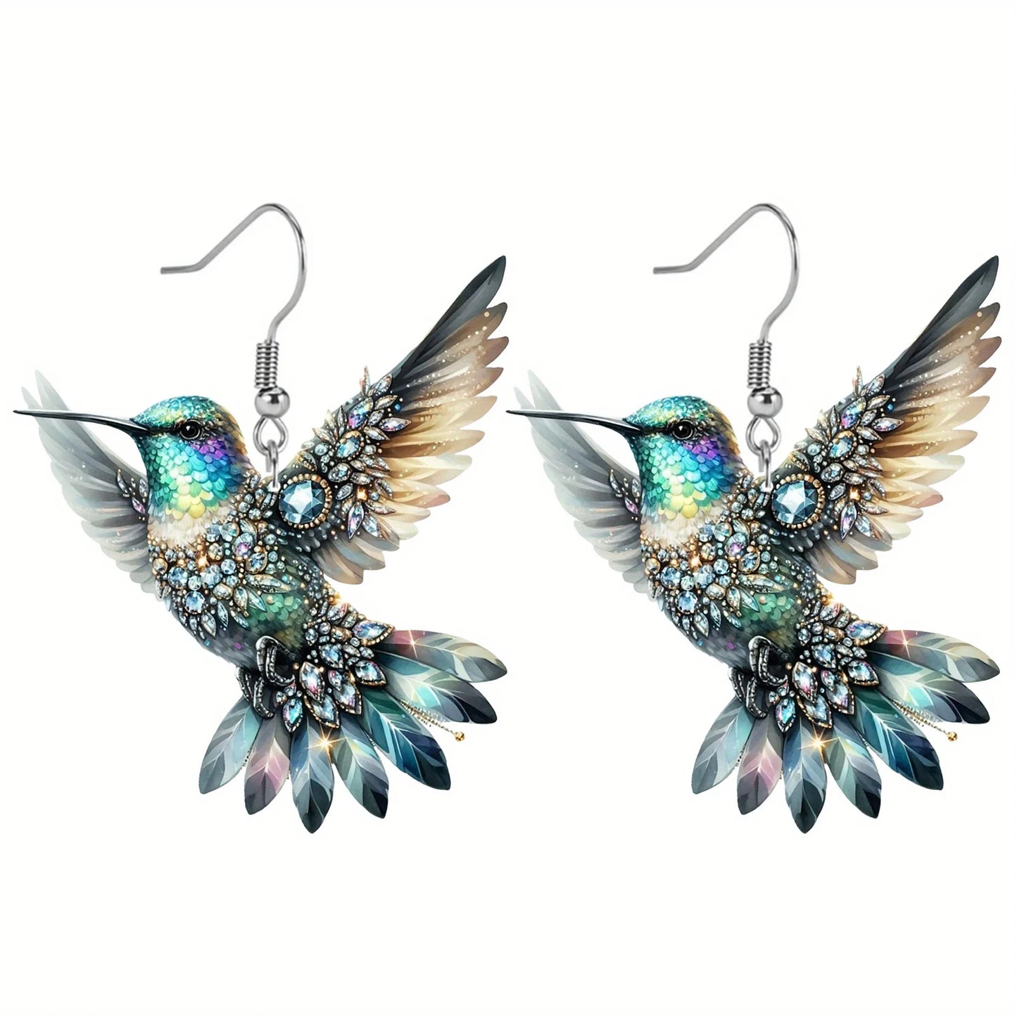 2D Acrylic Hummingbird Earrings