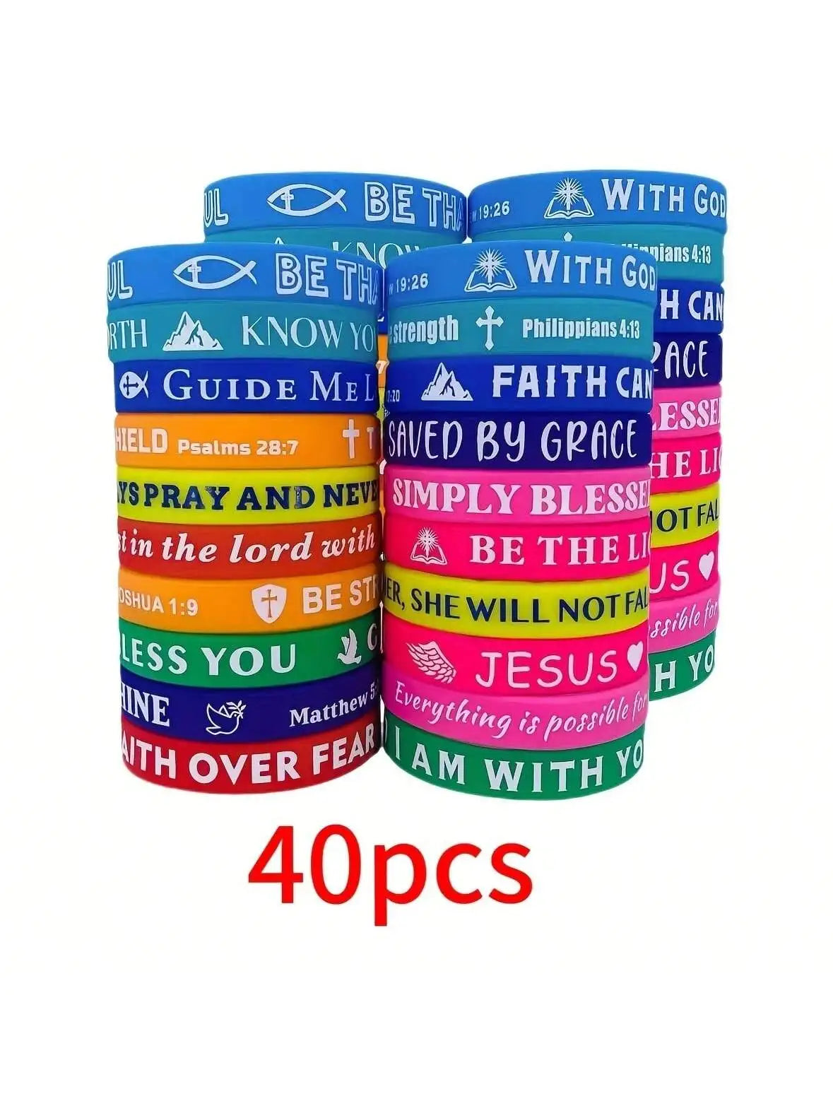 20/30/40pcs Silicone Bracelets Bulk christian bible verse