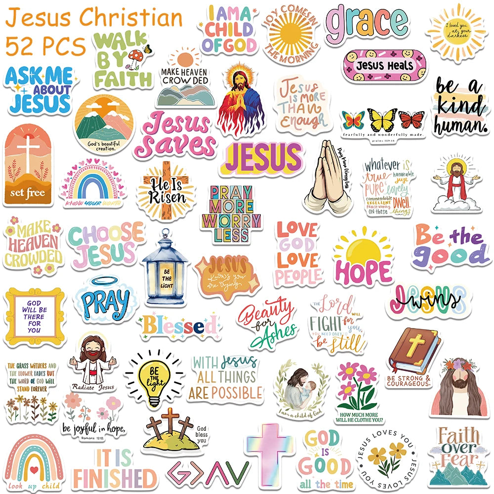 52pcs Jesus Christian stickers