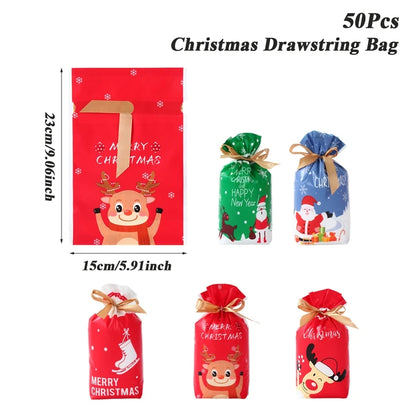 Christmas Drawstring Gift Bags