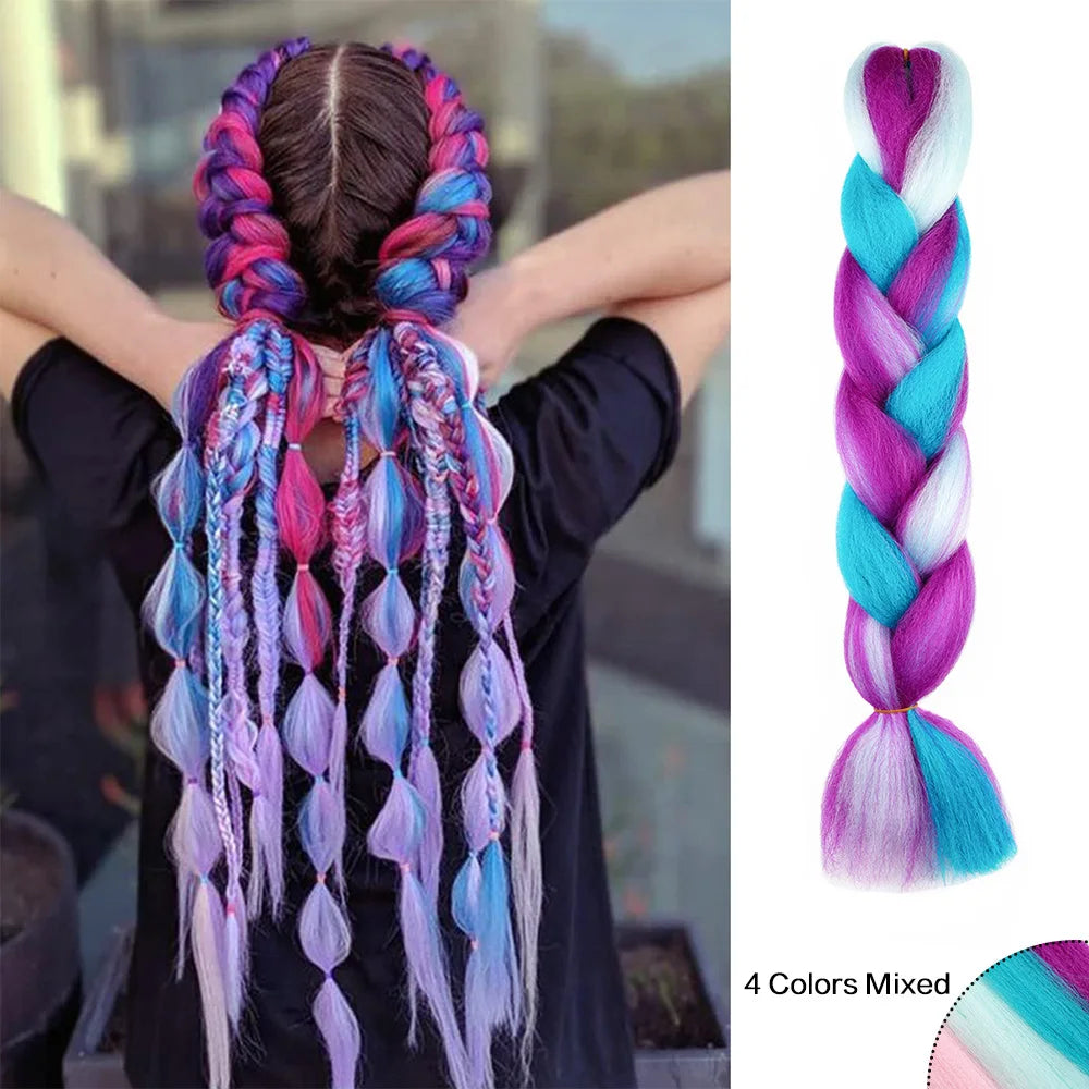 Jumbo Braiding Hair Rainbow Colors Extensions Fi