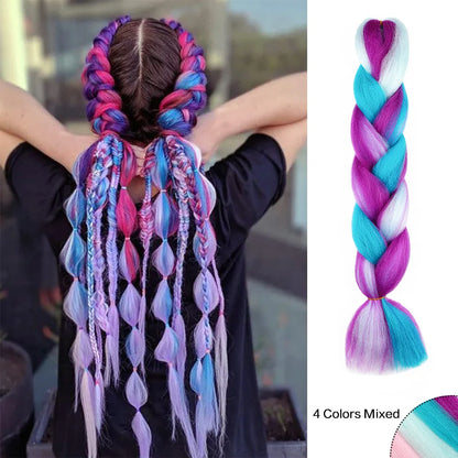 Jumbo Braiding Hair Rainbow Colors Extensions Fi