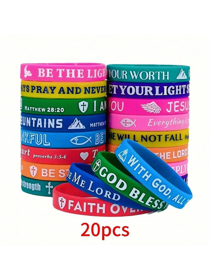 20/30/40pcs Silicone Bracelets Bulk christian bible verse
