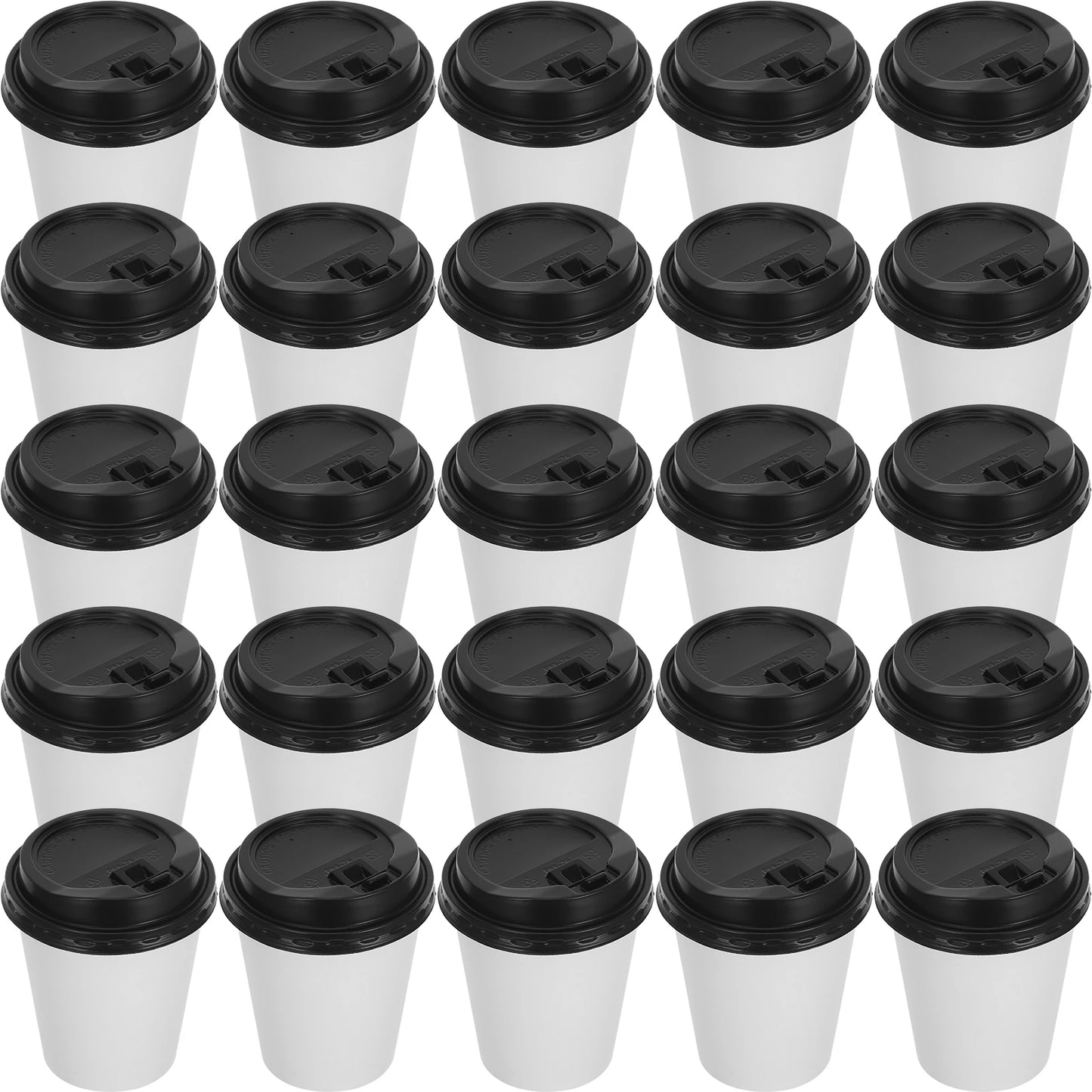 50pcs Disposable Coffee Cups Insulation Takeaway Paper Cup With Lid