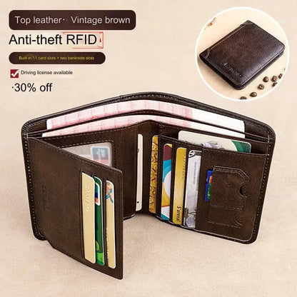 Men' Genuine Leather Trifold