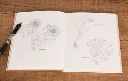 The Flower Year Colouring book