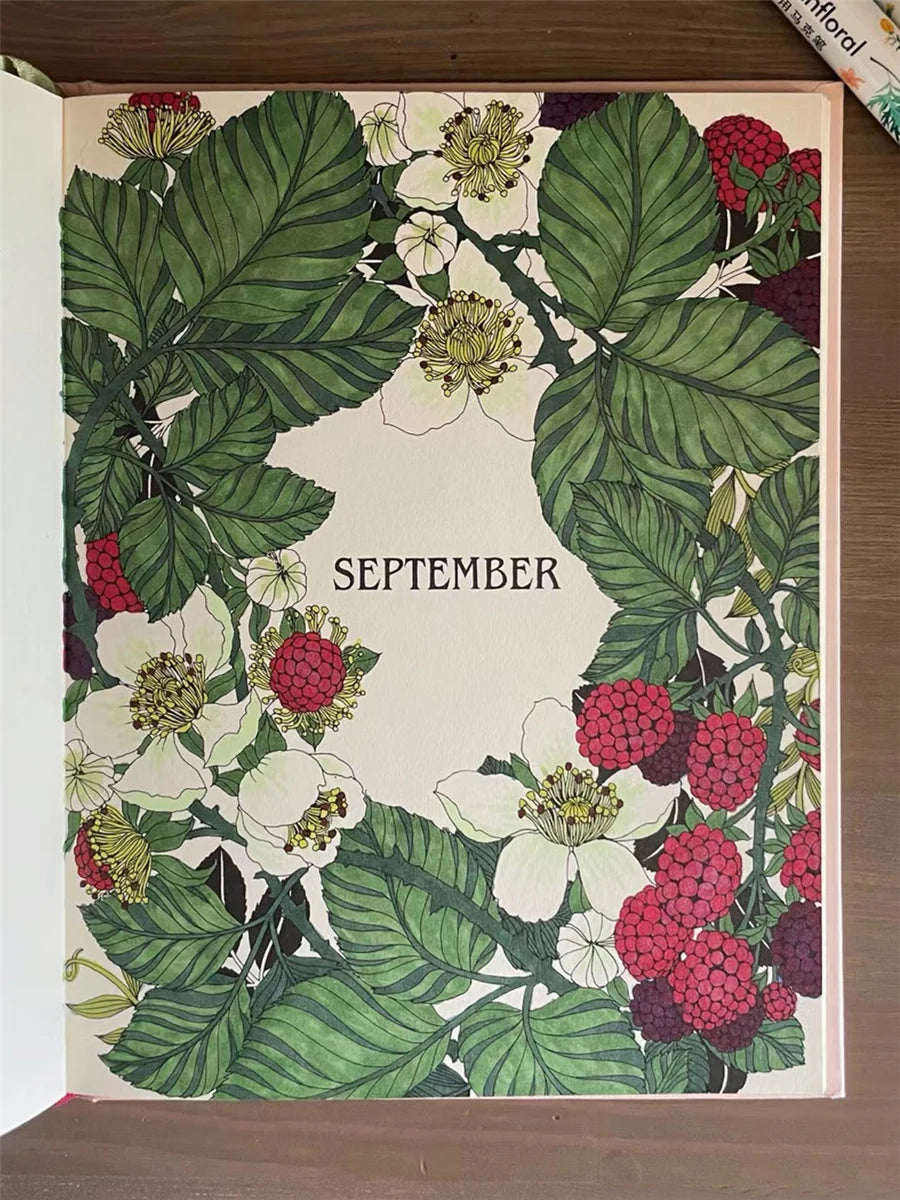 The Flower Year Colouring book