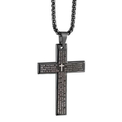 Christian Bible Cross Chain Necklace Steel