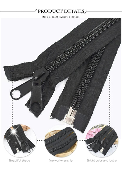 80-300cm Black 10# Nylon Zippers