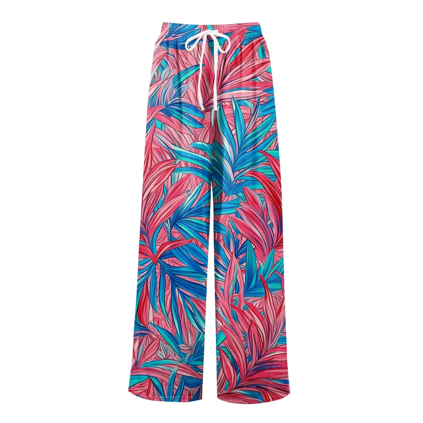 floral print loose wide-leg pants with elastic waist