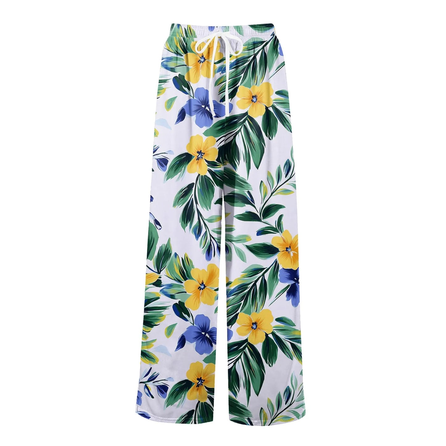 floral print loose wide-leg pants with elastic waist