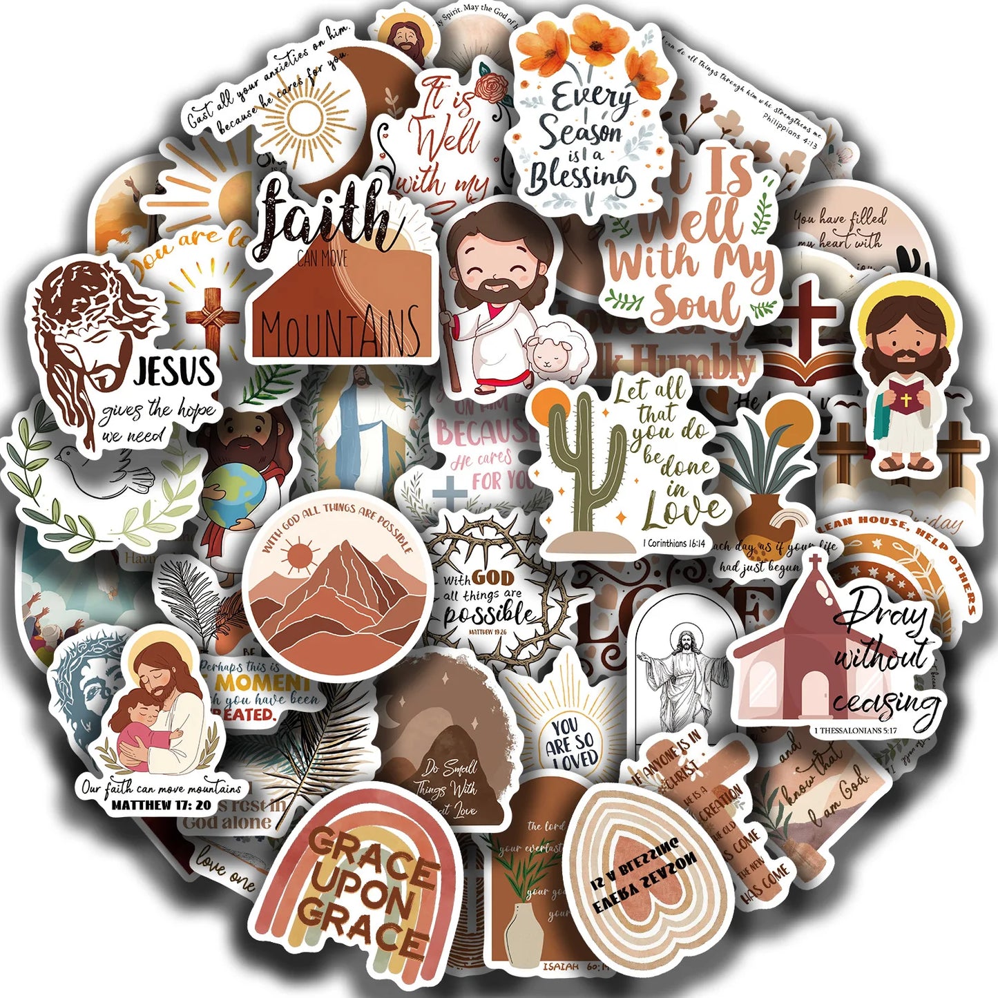 50Pcs Jesus Bible God Christian Stickers