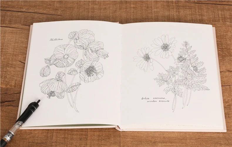 The Flower Year Colouring book